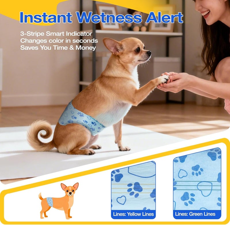 Flying Paws Male Dog Diapers with Wetness Indicator, Disposable Belly Band for Puppy Male Diapers, Doggie Wraps for Puppy Training, Incontinence (XS, 52 Count) - Image 2